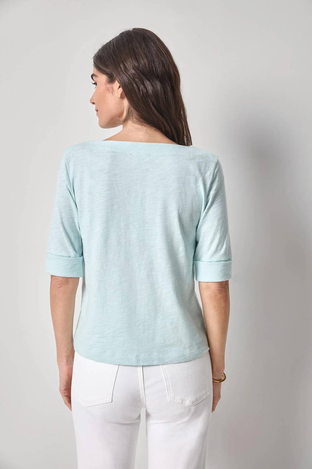 Lilla P - Cuffed Sleeve Boatneck Top