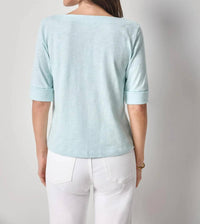 Lilla P - Cuffed Sleeve Boatneck Top