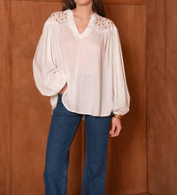 Attentif - Openwork Lace Blouse