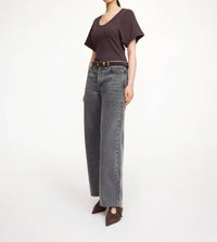 BY MALENE BIRGER Lunai Top in warm brown - women's t-shirt - detail view