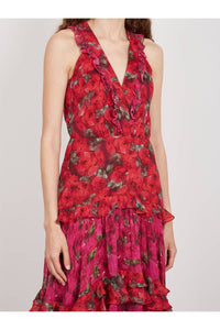 SALONI Jolie-b Midi Dress in 2351 2352 magenta rosebud r - women's dress - detail view