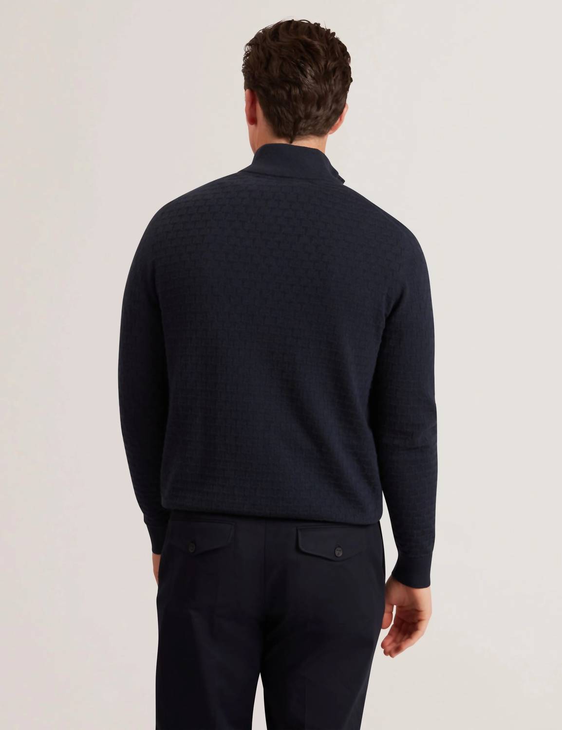 Ted Baker - Jeremee Branded Texture Zip Neck Jumper Sweater