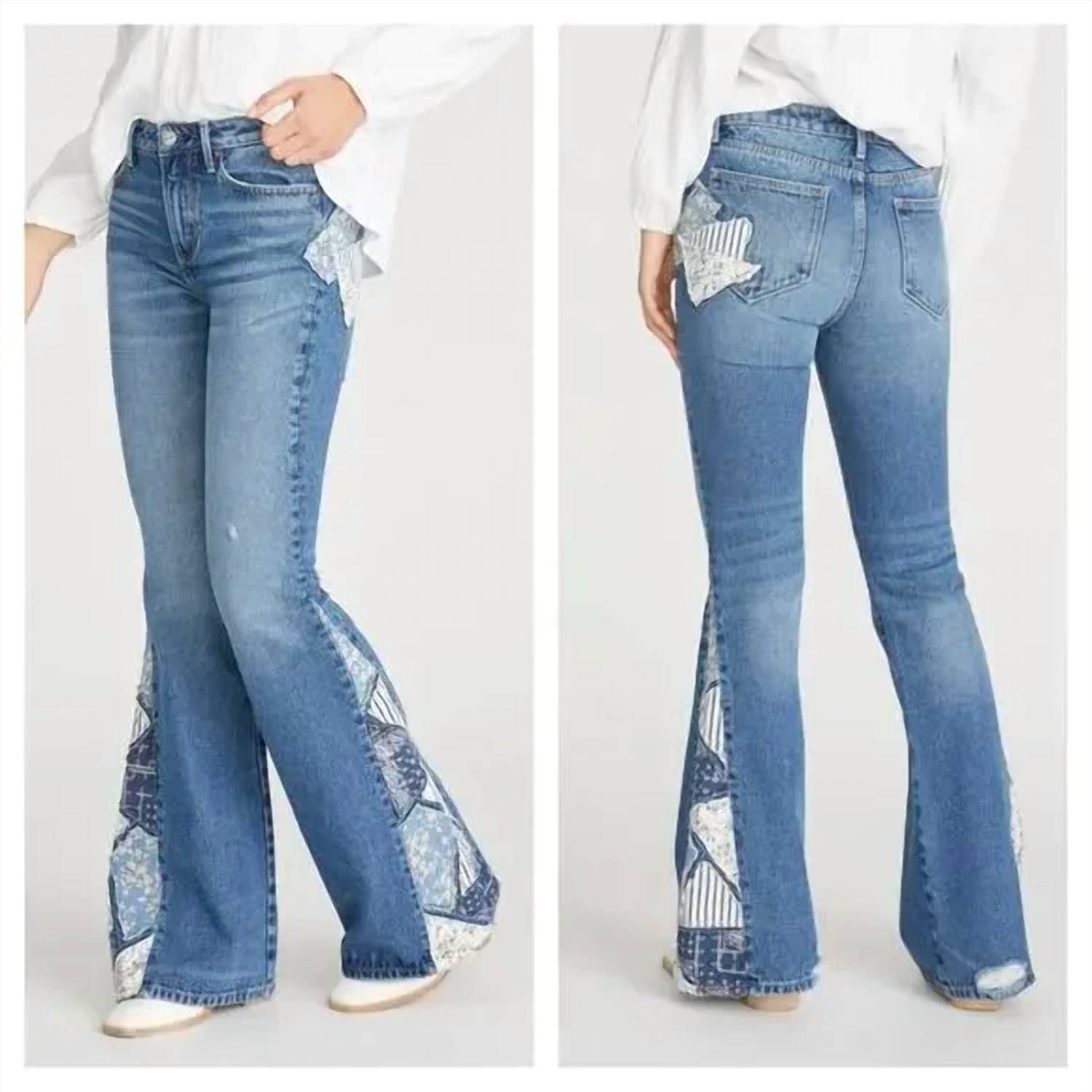 Driftwood - Farrah Flare Patched Up Jeans