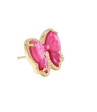 Kendra Scott Women's Haley Bow Stud Earrings in gold rose violet mother of pearl 1 - women's jewelry - detail view