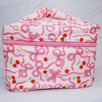 Ellison+Young Women's Cherry Bowtiful Coquette Travel Cosmetic Case in pink - women's bag