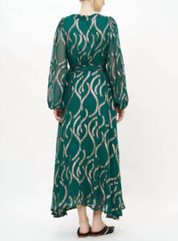 Oliphant Smocked Top Maxi Dress Borealis in jade - women's dress - detail view