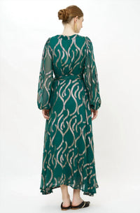Oliphant Smocked Top Maxi Dress Borealis in jade - women's dress - alternate view