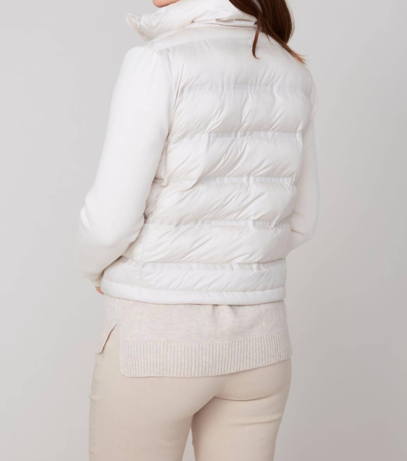 Renuar - Cropped Mixed Media Puffer Jacket