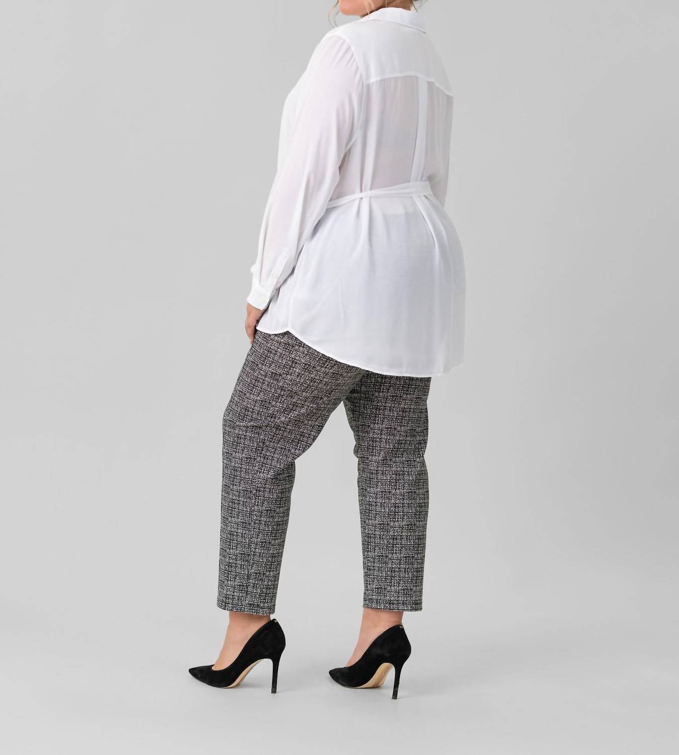 Nydj - Belted Tunic Collared Blouse - Plus