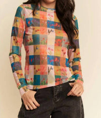 DAVI & DANI See You Around Top in flower multi - women's long sleeve top