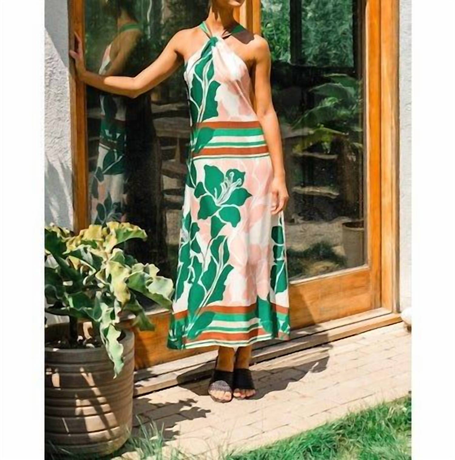 Greylin - Lyra Border Halter Midi Dress