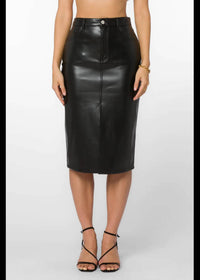 Velvet Heart - Rocky High Rise Faux Leather Midi Skirt
