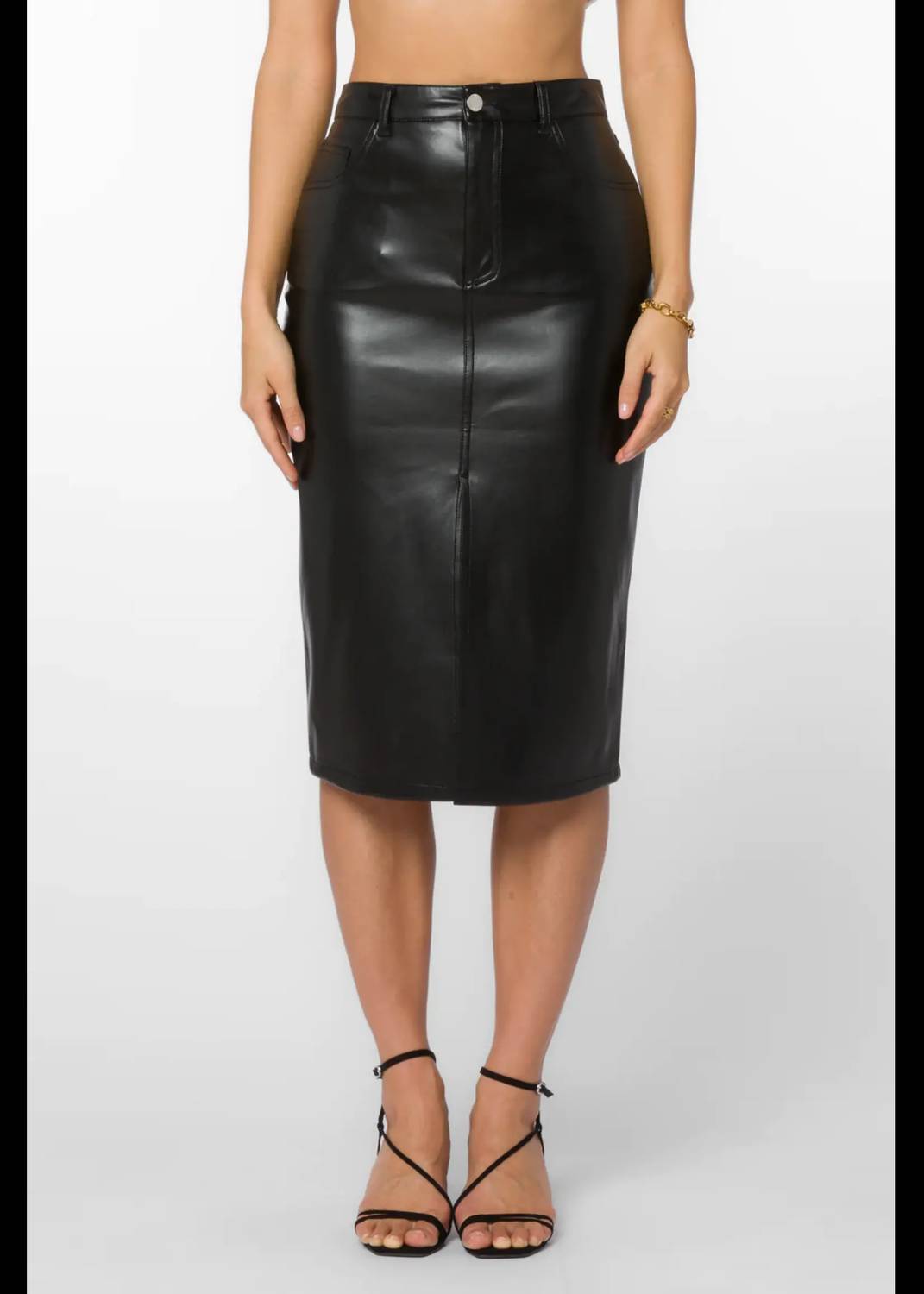 Velvet Heart - Rocky High Rise Faux Leather Midi Skirt