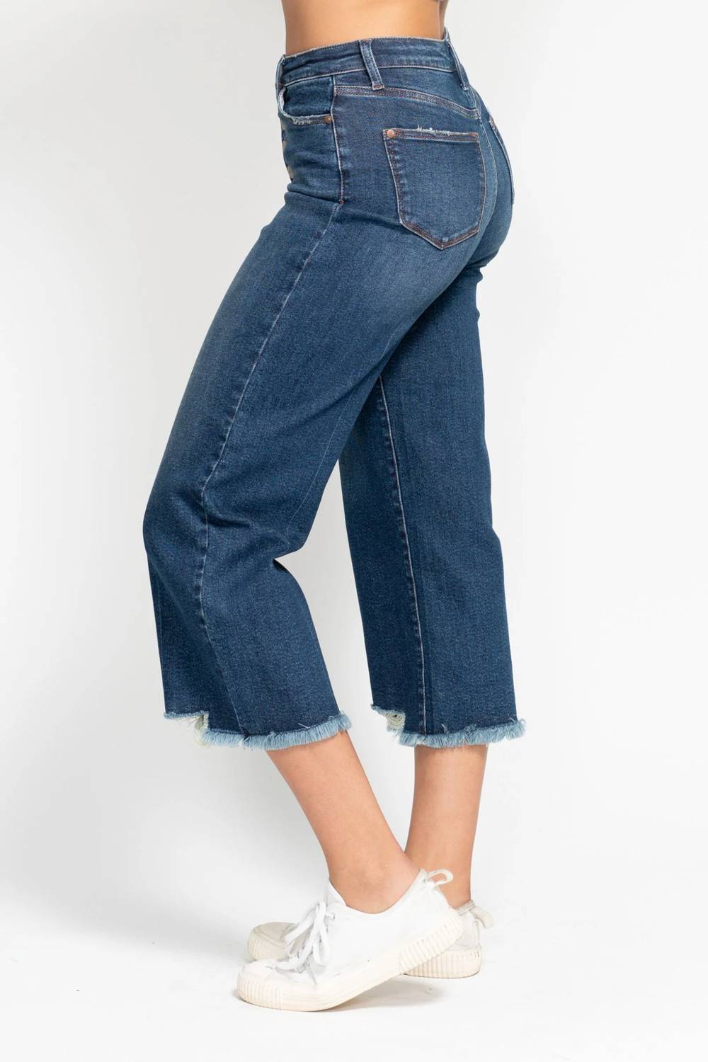 Judy Blue - Women's Marshall High Rise Button Fly Wide Leg Crop Jeans