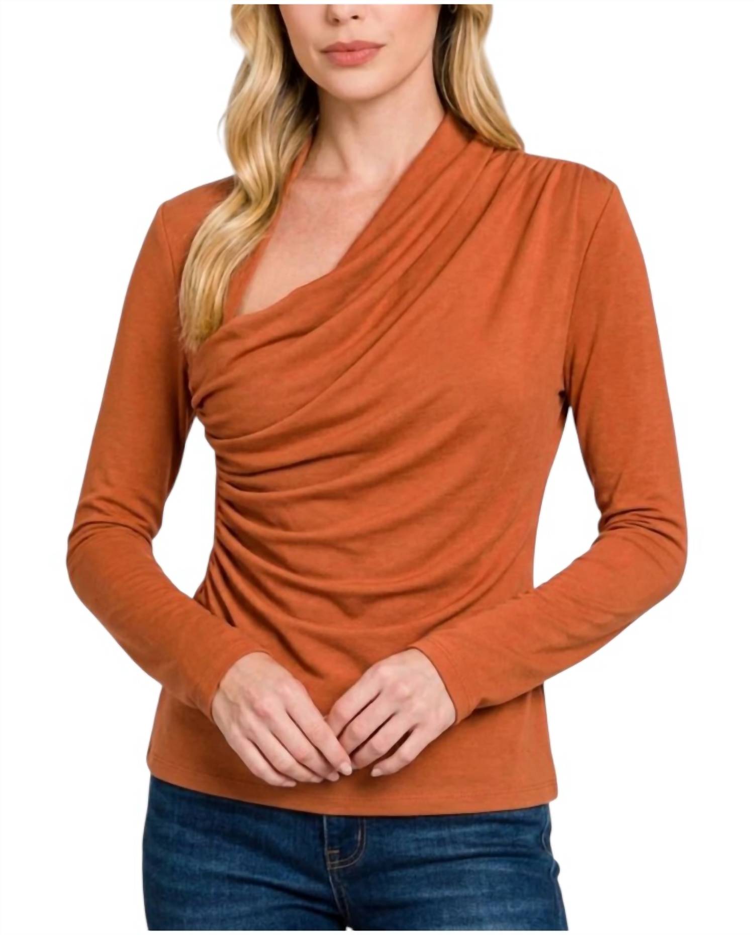 Hyfve - Draped Cowl Neck Long Sleeve Top