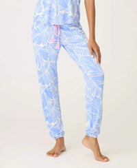 PJ Salvage Bayside Dreams Banded Pant in blue white - women's pants