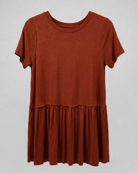 ZENANA Women's Babydoll Tee in rust - women's t-shirt