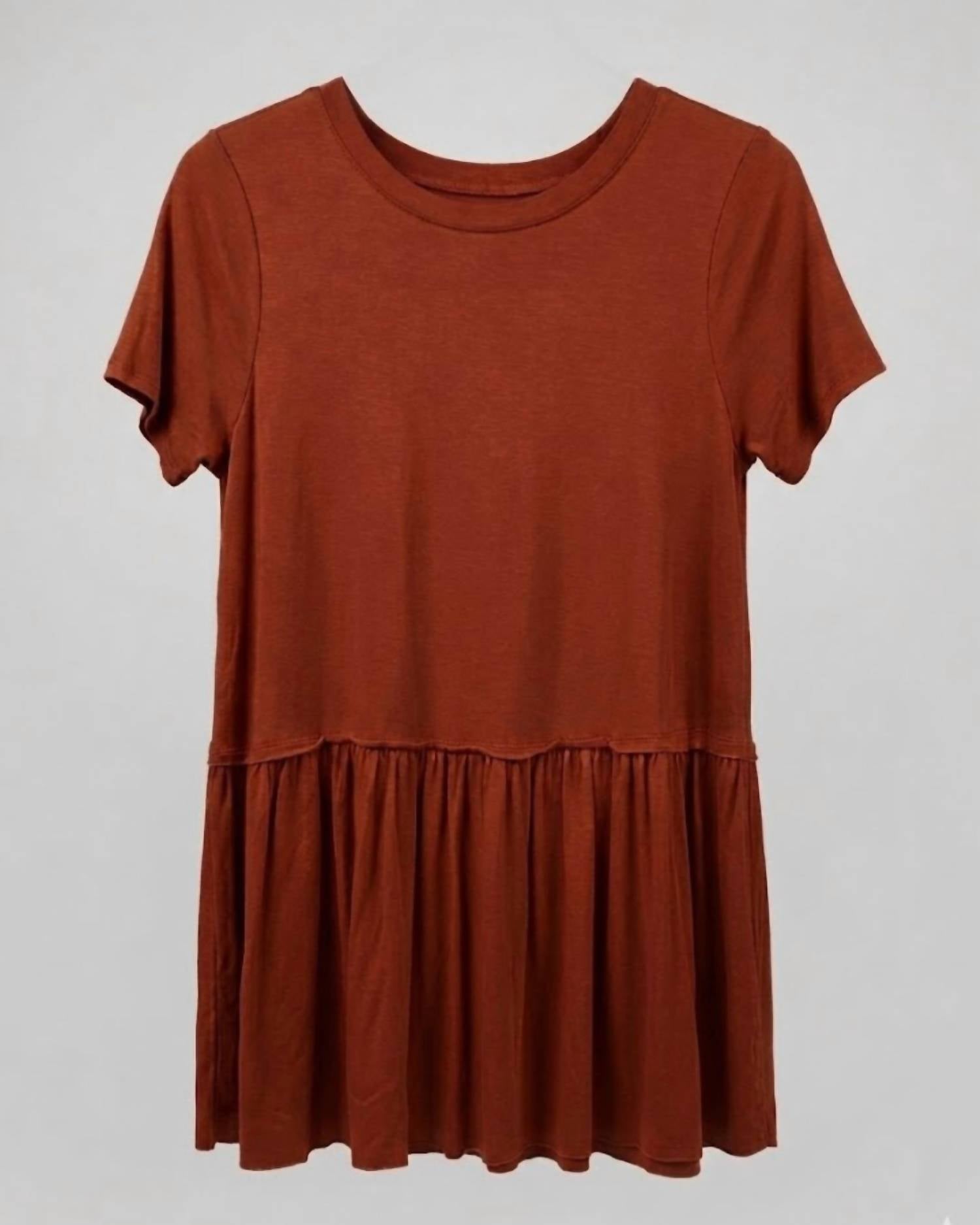 ZENANA Women's Babydoll Tee in rust - women's t-shirt