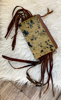 American Darling - Women's Speckled Hide Crossbody W/ Fringe Bag