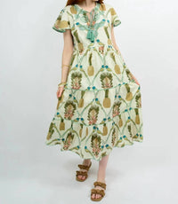 Uncle Frank Mid Cap Flutter Dress in ivory multi - women's dress