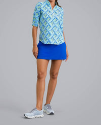 Ibkul - Nina Ruched Elbow Sleeve Mandarin Collar Top