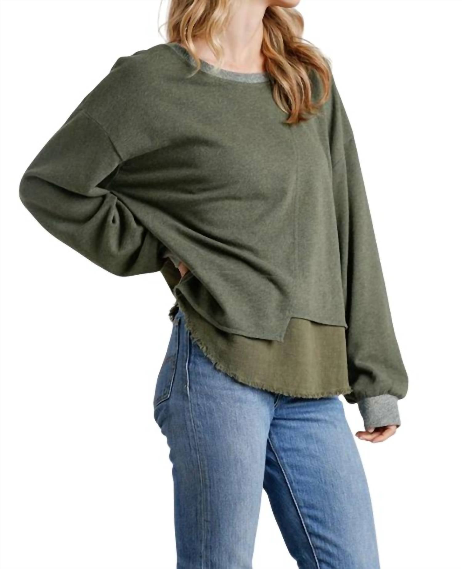 Umgee - Layered Frayed Hem Top