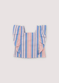 The New Society Girl's Chara Blouse in blue stripe - kids' blouse