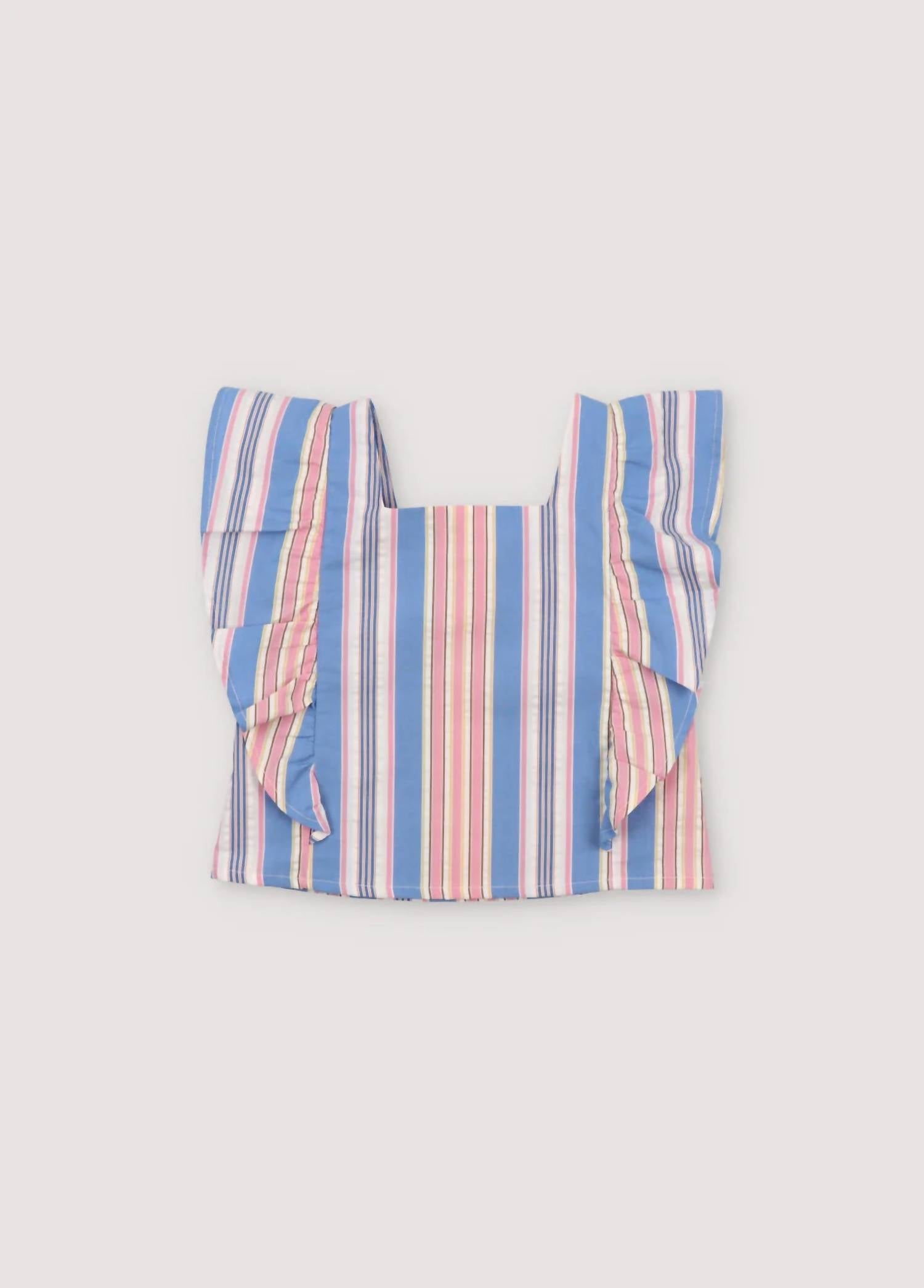 The New Society Girl's Chara Blouse in blue stripe - kids' blouse