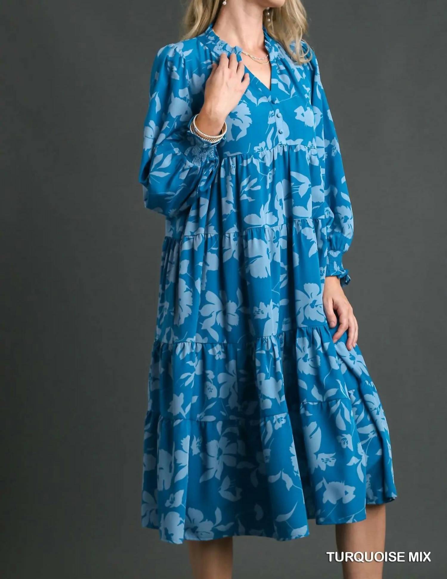 Umgee - Tiered Floral Print Dress