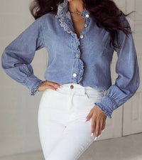 Lovesoft - Ruffled Denim Blouse