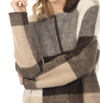 Joseph Ribkoff Checkered Feather Yarn Coat in mocha multi 1 - women's jacket - view 4