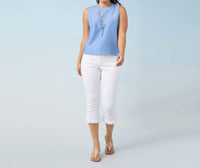 COCO + CARMEN Carey Tank with Back Button Detail in light denim - women's tank top - view 4