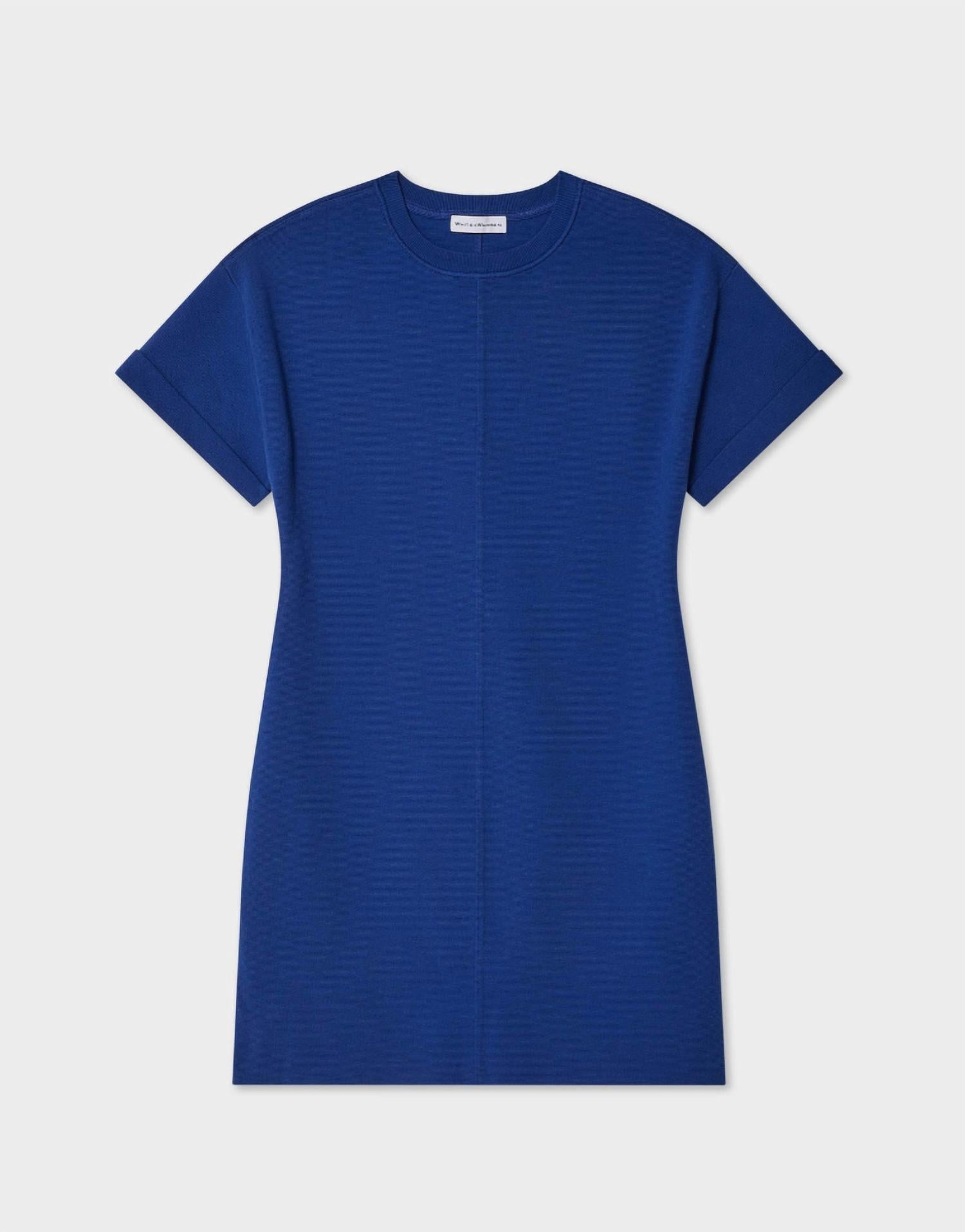 White + Warren Superfine Organic Cotton Dress in sapphire - women's dress - alternate view