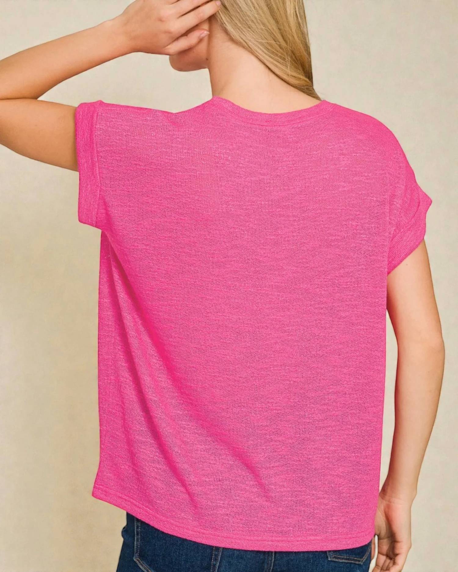 Zenana - Slub Rolled Sleeve Tee