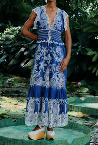 Farm Rio - Romantic Richelieu Maxi Dress