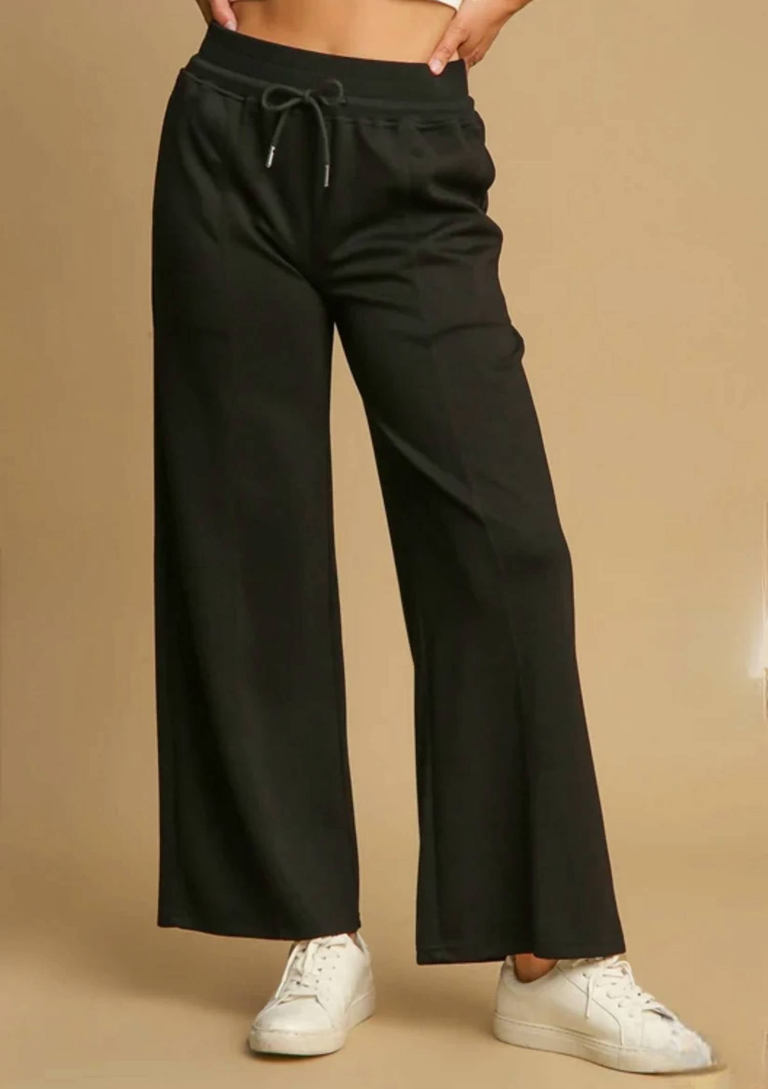 Umgee - High Waist LuxeKnit Wide Leg Sweatpants