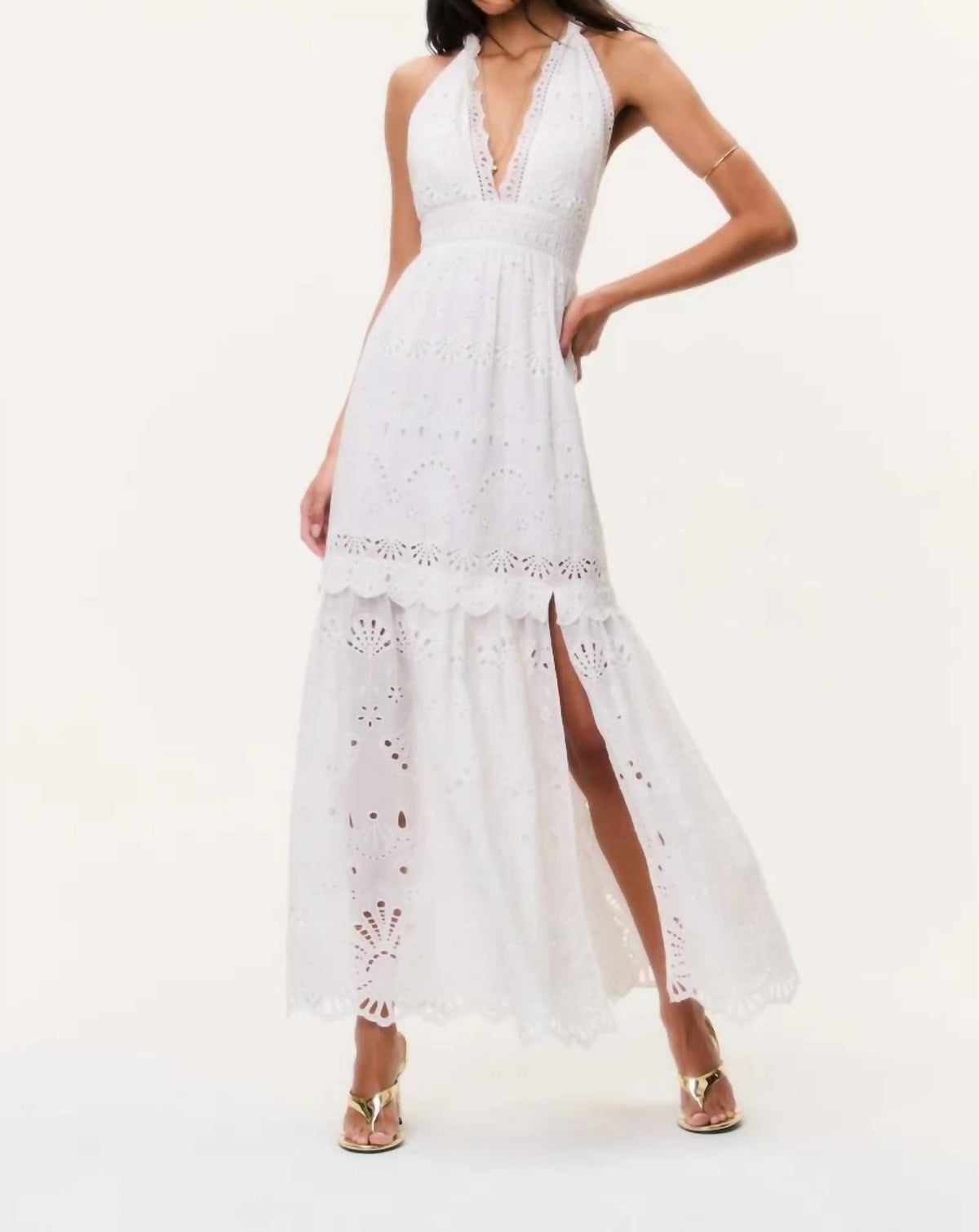 Loveshackfancy - Trix Eyelet Halter Maxi Dress
