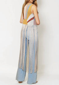 Wisteria Lane - Maxi Color-block Sunrise Faux Suede Vest