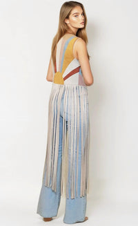 Wisteria Lane - Maxi Color-block Sunrise Faux Suede Vest