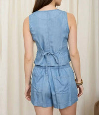 Blu Pepper - Coastal Chambray Button Vest Top