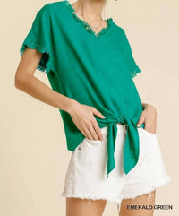Umgee - Willow Front Tie Frayed Top