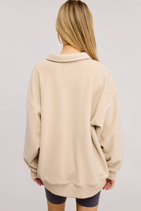 Mimosa - Teddy Velour Buttoned Collar Pullover Knit Sweater
