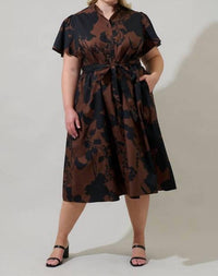 SUGARLIPS Somerton Floral Midi Dress in brown - women's dress
