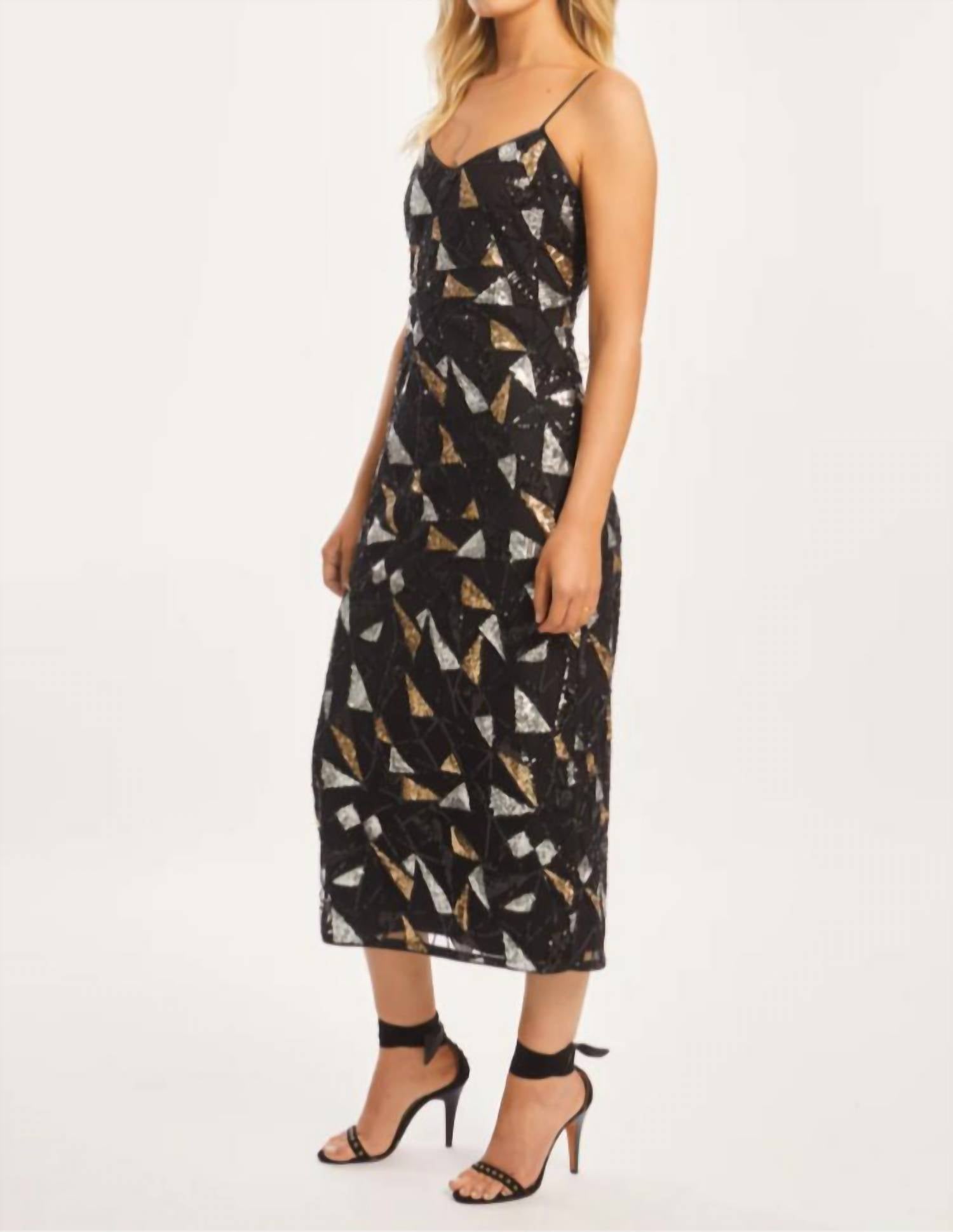 Caballero - Carolta Precious Metal Geo Sequin Dress