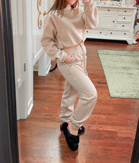 Oneleven - Cropped Pullover And Sweatpants Set