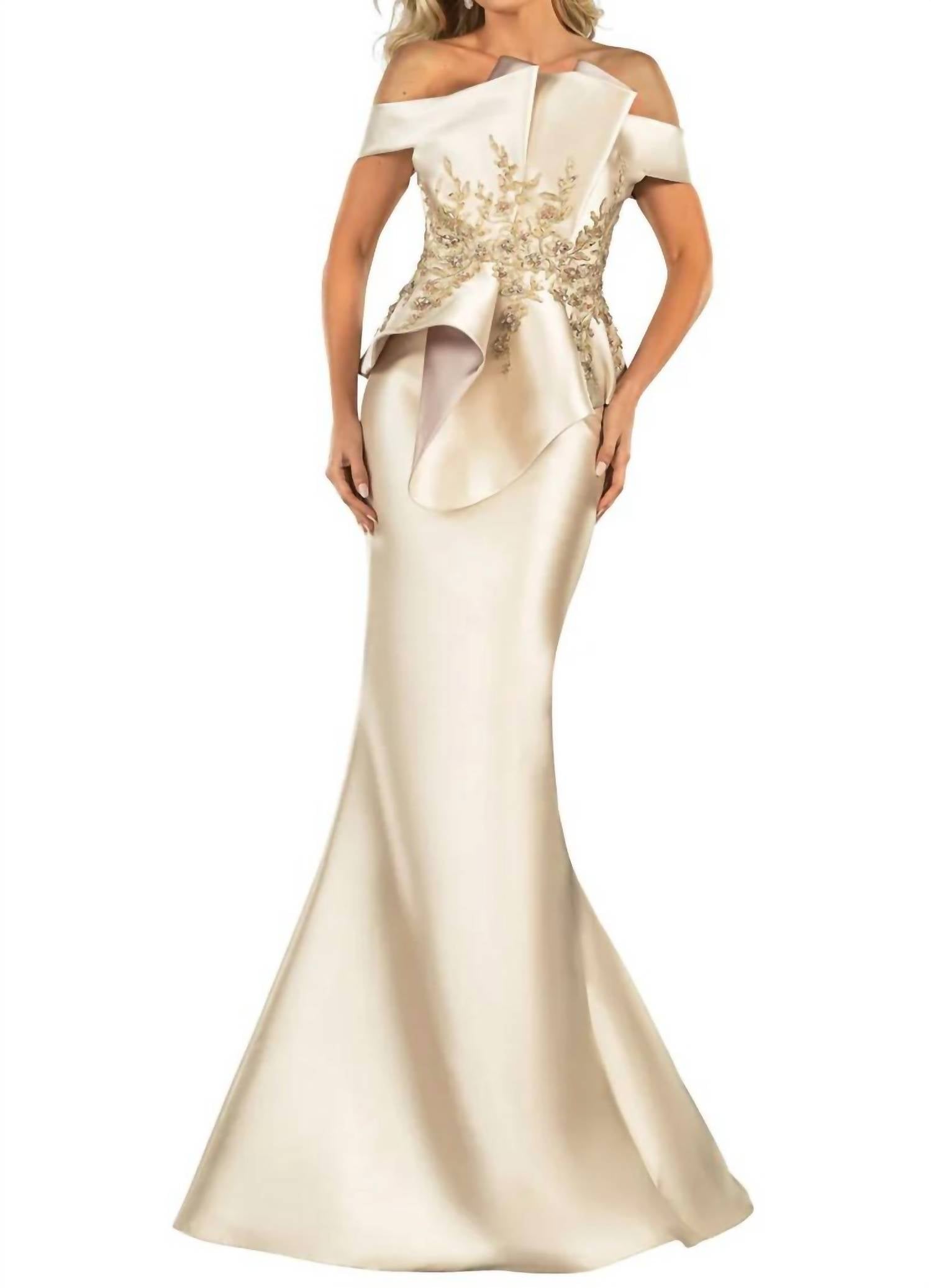 Terani Couture - Elegant Sophisticated Evening Off-shoulder Formal Mikado Dress