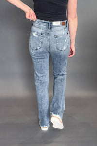 Judy Blue - Sandra Destroyed Mid Rise Straight Leg Jeans