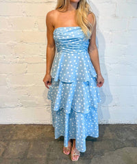 One & Only Cindy Strapless Maxi Dress in blue 1 - women's dress - detail view