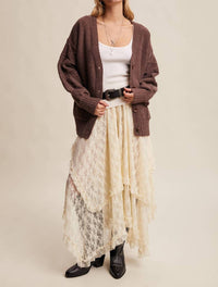 Listicle - Textured Knit Button-Front Cardigan