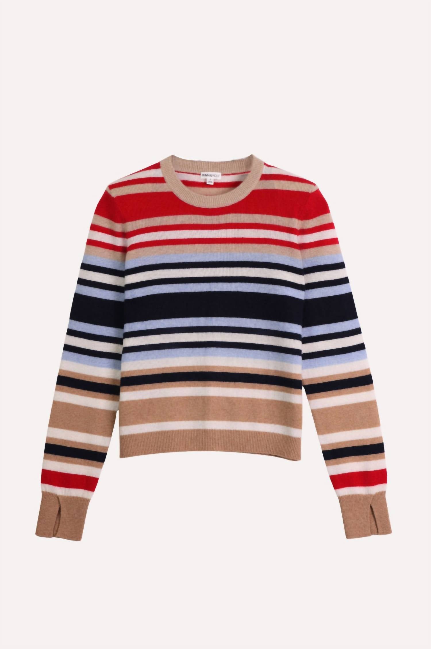 Minnie Rose - Long Sleeve Crew Neck With Shoulder Pads Sweater